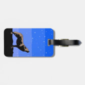 Huilende Wolf in de Winter - Originele Wilde Kunst Bagagelabel (Achterkant horizontaal)