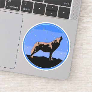 Huilende Wolf in de Winter - Originele Wilde Kunst Sticker