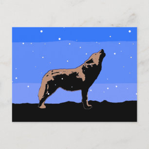 Huilende Wolf in de Winter - Originele Wilde Natuu Briefkaart