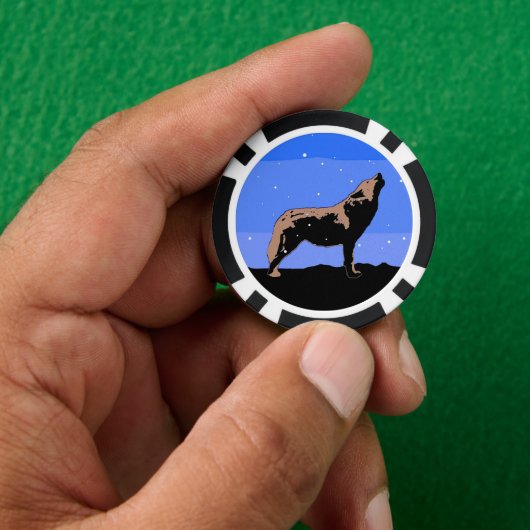Huilende Wolf in de Winter - Originele Wilde Natuu Poker Chips (Hand)
