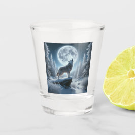 Huilende Wolf In De Winter Shot Glas