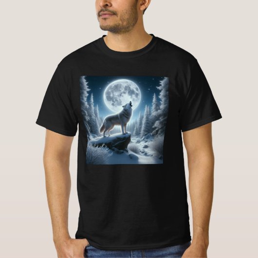 Huilende Wolf In De Winter T-shirt (Voorkant)
