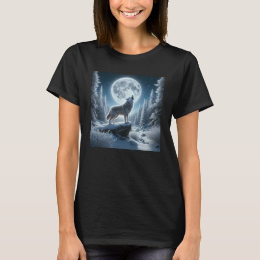 Huilende Wolf In De Winter T-shirt (Voorkant)