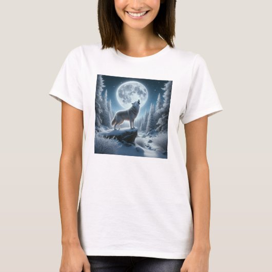 Huilende Wolf In De Winter T-shirt (Voorkant)