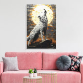Huilende wolf in dynamische impasto-stijl canvas afdruk (Insitu (Woonkamer))