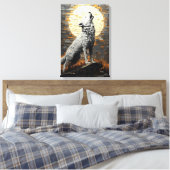 Huilende wolf in dynamische impasto-stijl canvas afdruk (Insitu (Slaapkamer))