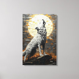 Huilende wolf in dynamische impasto-stijl canvas afdruk