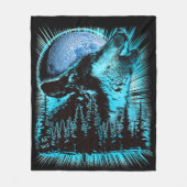 Huilende Wolf Maan Pijnboom Bos Kunst Fleece Deken (Voorkant)