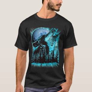 Huilende Wolf Maan Pijnboom Bos Kunst T-shirt