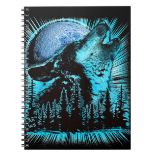 Huilende Wolf Maan Pijnboom Woud Notitieboek