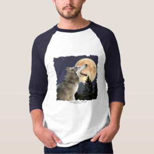 HUILENDE WOLF & MAAN Shirt met Wildlife Poem