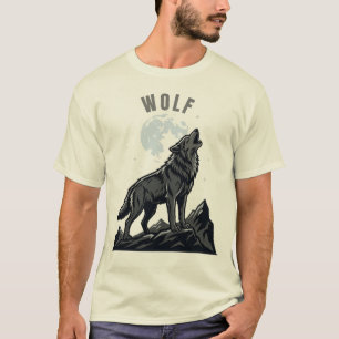 Huilende Wolf Maan T-Shirt – Wilde Eenzame Wolf On