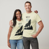 Huilende Wolf Maan T-Shirt – Wilde Eenzame Wolf On (Unisex)