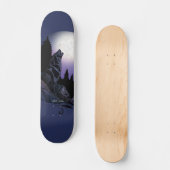 Huilende Wolf Maanverlichte Berg Kunst Persoonlijk Skateboard (Voorkant)