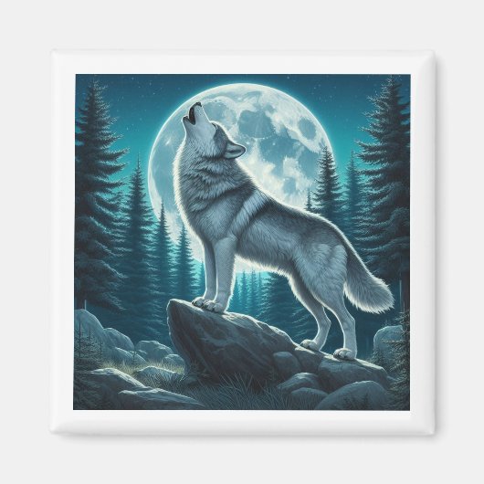 Huilende Wolf Magneet (Voorkant)