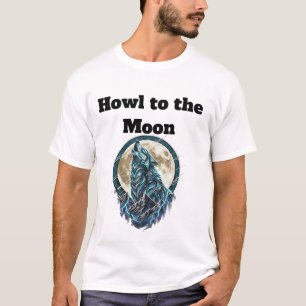 Huilende Wolf Onder de Maan – Wilde Geest T-Shirt
