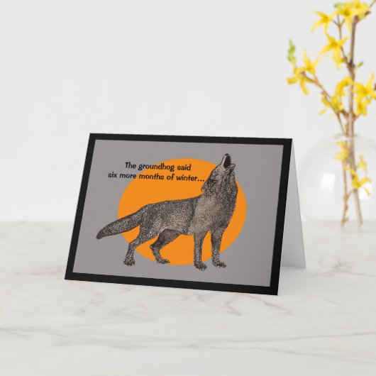 Huilende wolf op Dag van de marmot Kaart (Gele Bloem)
