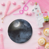 Huilende wolf op het kerkhof papieren bordje (Feest)