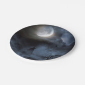 Huilende wolf op het kerkhof papieren bordje (Gekanteld)