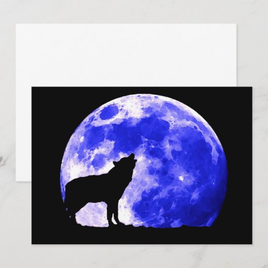 Huilende Wolf op Maan uitnodiging (Voorkant / Achterkant)
