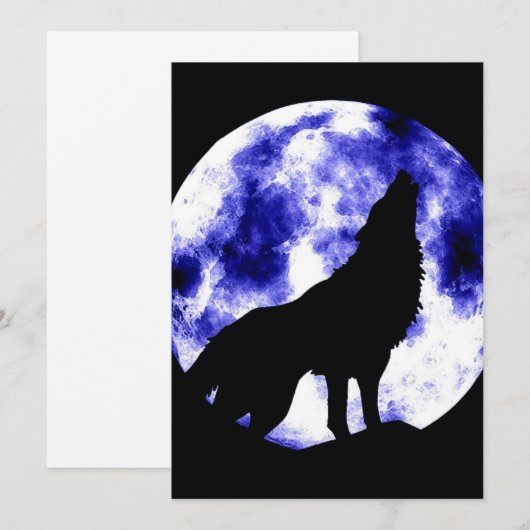 Huilende Wolf op Maan uitnodiging (Voorkant / Achterkant)