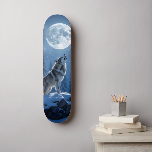 Huilende Wolf Persoonlijk Skateboard (Muurkunst)