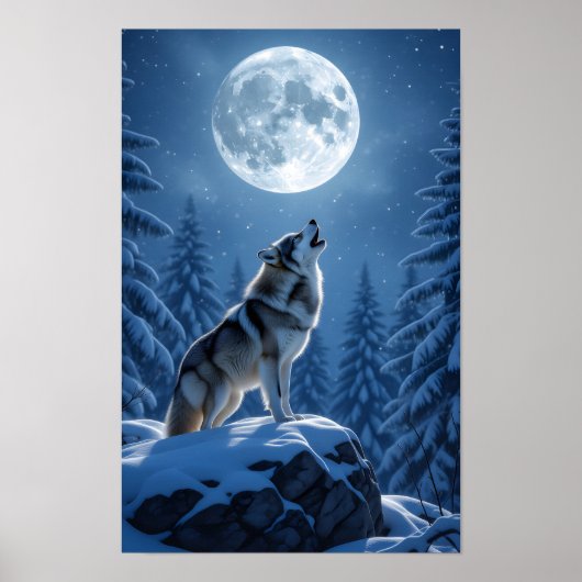 Huilende Wolf Poster (Voorkant)
