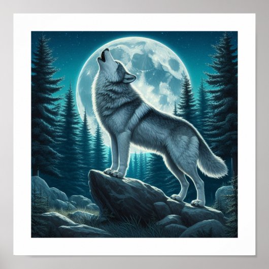 Huilende Wolf Poster (Voorkant)