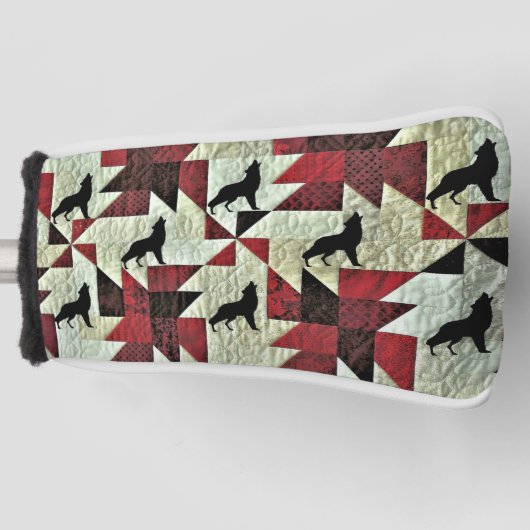 Huilende Wolf Quilt Golfheadcover (Voorkant)