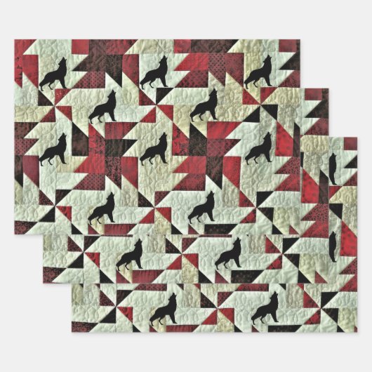 Huilende Wolf Quilt Inpakpapier Vel (Set)