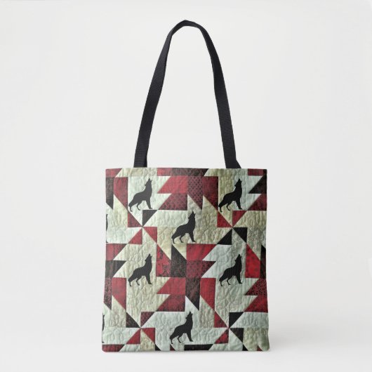 Huilende Wolf Quilt Tote Bag (Voorkant)
