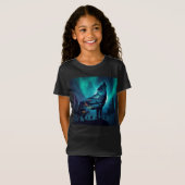 Huilende Wolf Silhouet Auror Borealis T-shirt (Voorkant volledig)