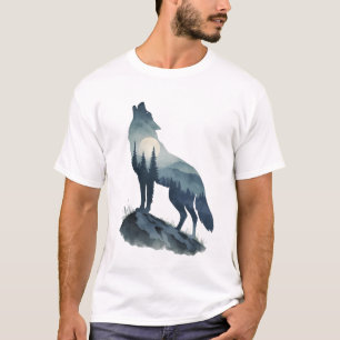 Huilende Wolf Silhouet – Natuur T-shirt