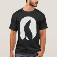 Huilende Wolf Silhouet Volle Maan Minimalistische