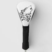 Huilende Wolf Tribal | Zwart-wit Golfheadcover (Voorkant)
