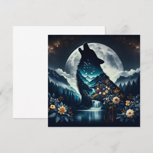 huilende wolf | Volle Maan AI Art (Voorkant / Achterkant)