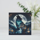 huilende wolf | Volle Maan AI Art (Staand voorkant)