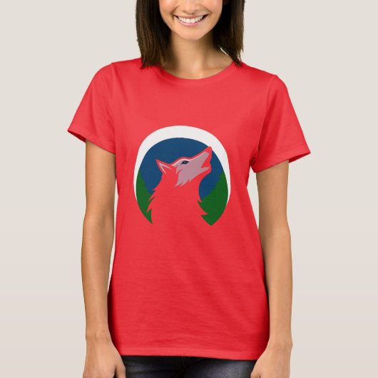 Huilende Wolf Volle Maan Design T-shirt (Voorkant)