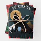 Huilende Wolf Volle Maan Herten Elk Beer Inpakpapier Vel (In situ)