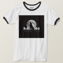 Huilende Wolf Volle Maan Typografie Witte Ringer