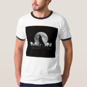 Huilende Wolf Volle Maan Typografie Witte Ringer T-shirt (Voorkant)