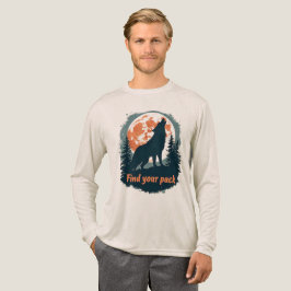 Huilende Wolf Volle Maan Vind Je Meute Citaat Tri-Blend Shirt