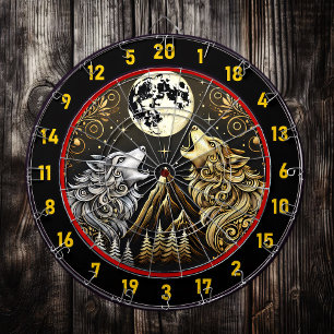 Huilende Wolf Weerspiegelt Wilde Vrijheid En Krach Dartbord