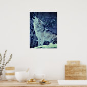 Huilende Wolf Winter Woud Poster (Keuken)