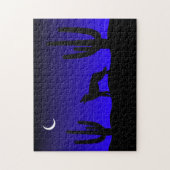 Huilende Wolf Woestijn Nacht Silhouet Legpuzzel (Verticaal)