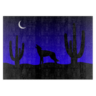 Huilende Wolf Woestijn Nacht Silhouet Snijplank