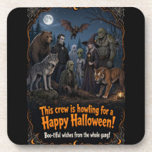Huilt naar een gelukkig Halloween-monstertroep coa