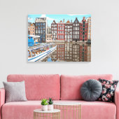 Huis aan de gracht in Amsterdam op canvasprint Canvas Afdruk (Insitu (Woonkamer))