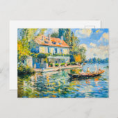 Huis aan het meer met boot feestdagenkaart (Voorkant / Achterkant)