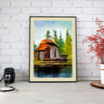 Huis aan het meer, Wall Art Canvas<br><div class="desc">Voeg een vleugje modern Scandinavisch design toe aan uw huis met deze prachtige abstracte landschapsprint</div>